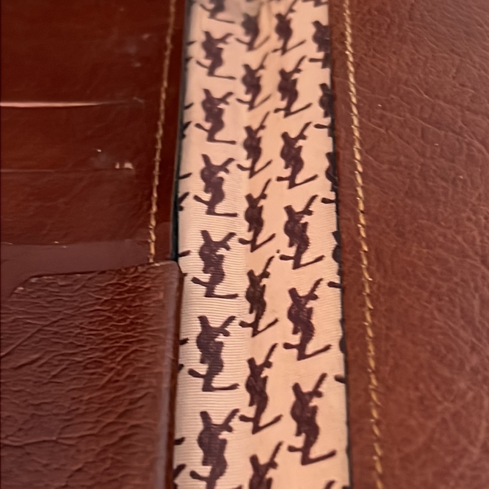 Vintage YSL Yves Saint Laurent brown wallet checkbook leather - Picture 7 of 8
